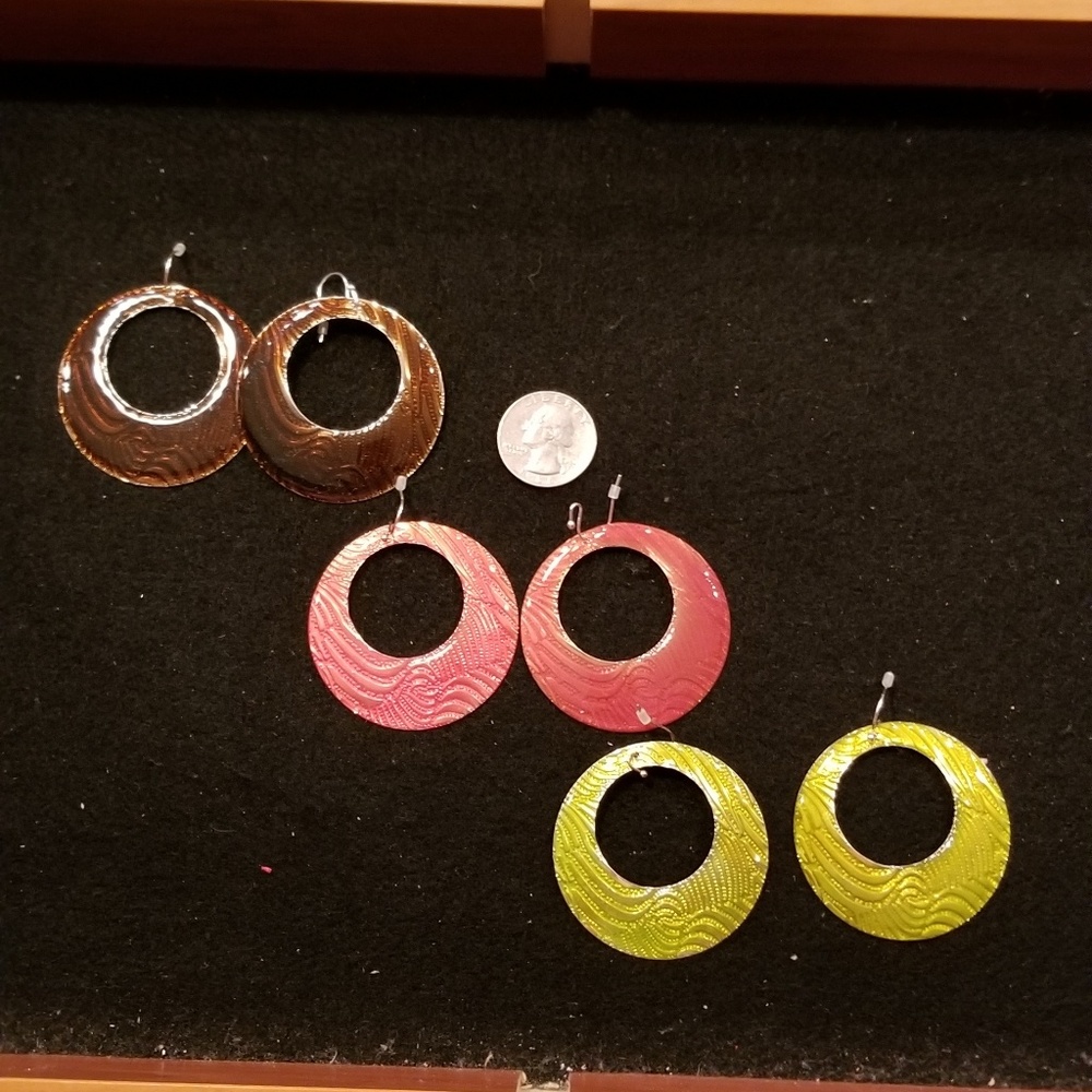 Avon 3pr Spice Fall Colored Hoop Earrings
